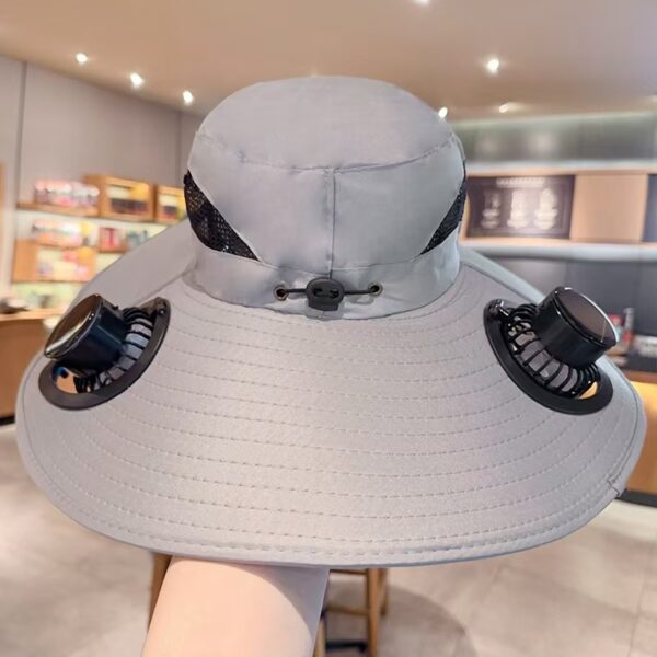 Solar Fan Hat, Wide Brim Sun Hat with 2 Solar Fan, Hat with Solar Fans Built in, Fishing Hat with Fan for Men, Waterproof Outdoor Hiking Camping Fishing Hat - Image 4